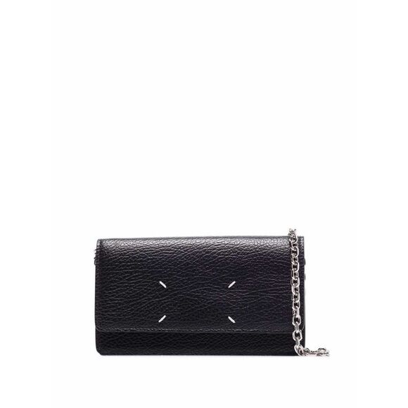 Maison Margiela Women Maison Margiela Woman's Black Leather Crossbody Wallet